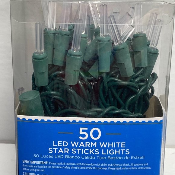 Holiday Time Warm White Star Sticks Lights String Party Christmas Event - Picture 2 of 5